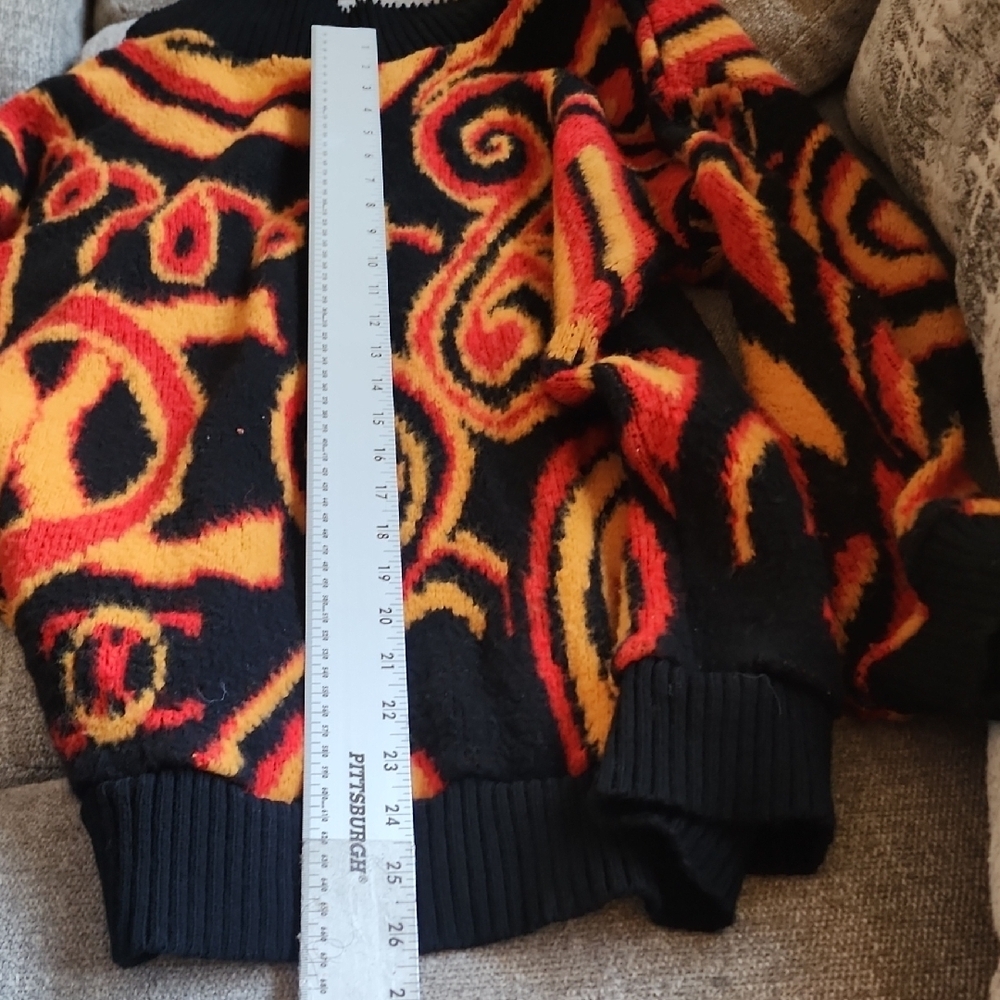 Vintage Colon Black & Orange Abstract Swirl Logo Knit Sweater - Picture 9 of 10